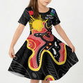 Personalised Australia Aboriginal Children's Day Kid Short Sleeve Dress Living Our Truth Indigenous Pattern
