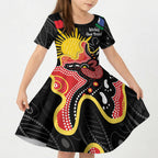 Personalised Australia Aboriginal Children's Day Kid Short Sleeve Dress Living Our Truth Indigenous Pattern