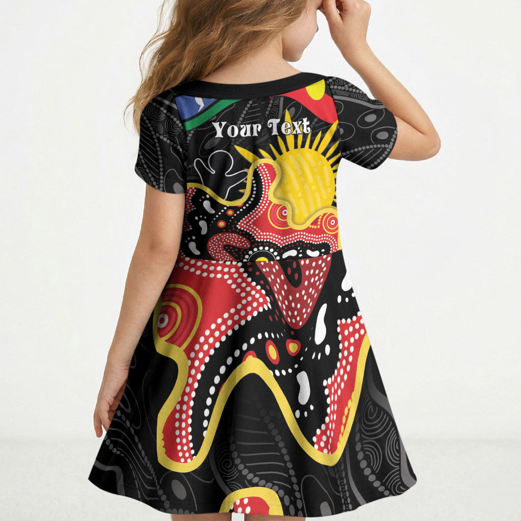 Personalised Australia Aboriginal Children's Day Kid Short Sleeve Dress Living Our Truth Indigenous Pattern