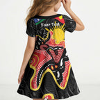 Personalised Australia Aboriginal Children's Day Kid Short Sleeve Dress Living Our Truth Indigenous Pattern