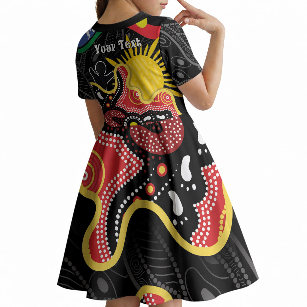 Personalised Australia Aboriginal Children's Day Kid Short Sleeve Dress Living Our Truth Indigenous Pattern