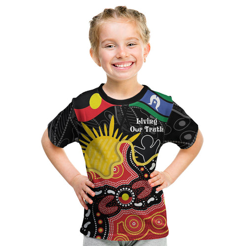 Personalised Australia Aboriginal Children's Day Kid T Shirt Living Our Truth Indigenous Pattern