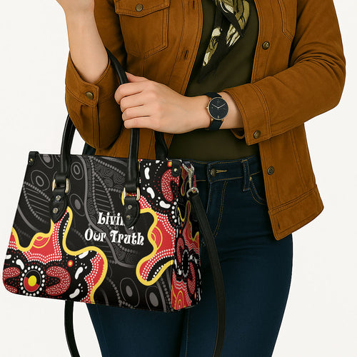 Australia Aboriginal Children's Day Leather Bag Living Our Truth Indigenous Pattern
