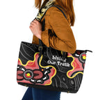 Australia Aboriginal Children's Day Leather Tote Bag Living Our Truth Indigenous Pattern