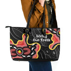 Australia Aboriginal Children's Day Leather Tote Bag Living Our Truth Indigenous Pattern