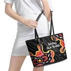 Australia Aboriginal Children's Day Leather Tote Bag Living Our Truth Indigenous Pattern