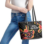 Australia Aboriginal Children's Day Leather Tote Bag Living Our Truth Indigenous Pattern