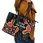 Australia Aboriginal Children's Day Leather Tote Bag Living Our Truth Indigenous Pattern