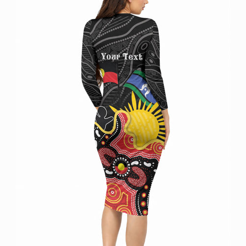 Personalised Australia Aboriginal Children's Day Long Sleeve Bodycon Dress Living Our Truth Indigenous Pattern