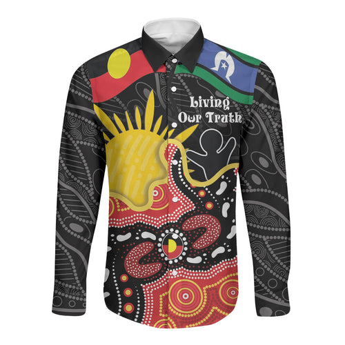 Personalised Australia Aboriginal Children's Day Long Sleeve Button Shirt Living Our Truth Indigenous Pattern