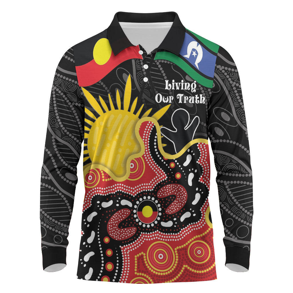 Personalised Australia Aboriginal Children's Day Long Sleeve Polo Shirt Living Our Truth Indigenous Pattern