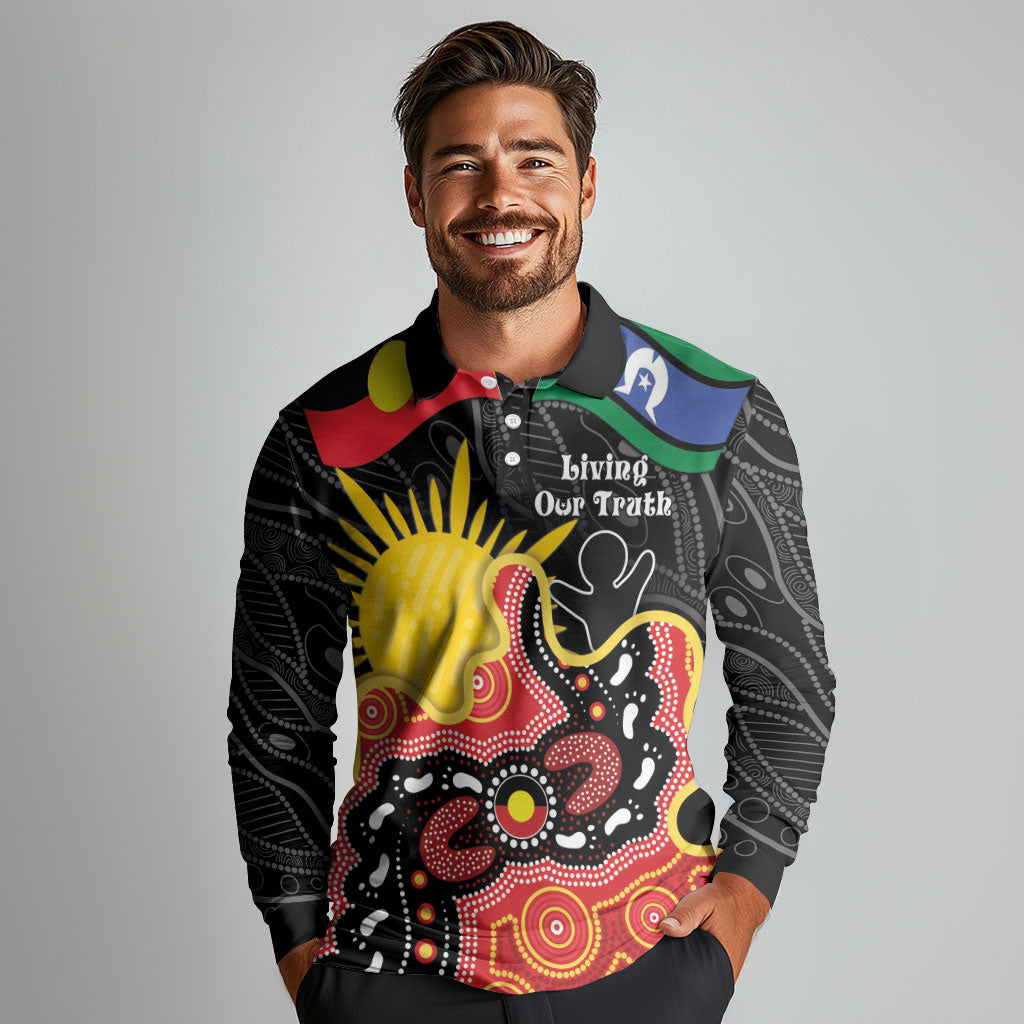 Personalised Australia Aboriginal Children's Day Long Sleeve Polo Shirt Living Our Truth Indigenous Pattern