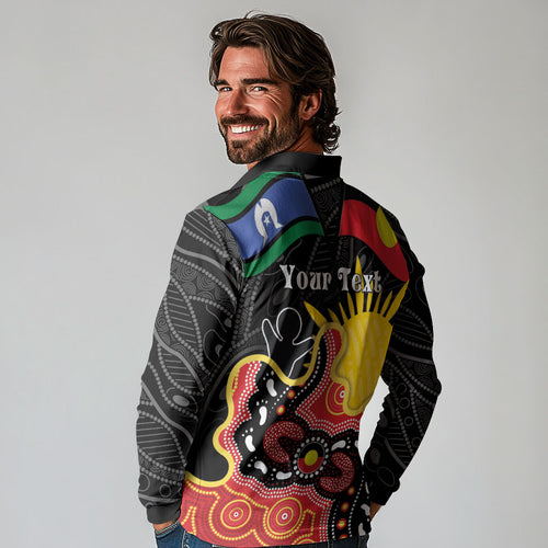 Personalised Australia Aboriginal Children's Day Long Sleeve Polo Shirt Living Our Truth Indigenous Pattern