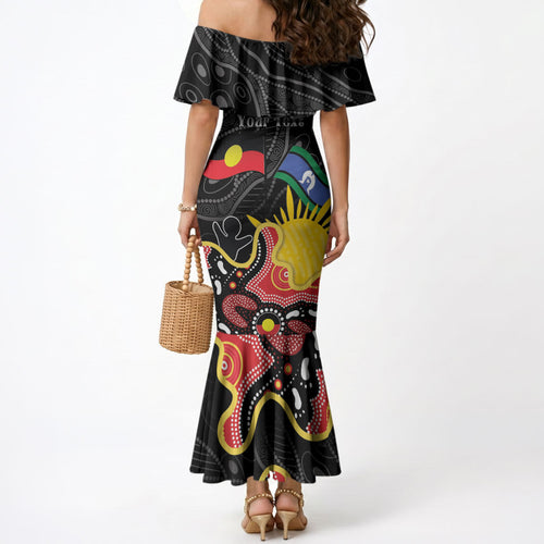 Personalised Australia Aboriginal Children's Day Mermaid Dress Living Our Truth Indigenous Pattern