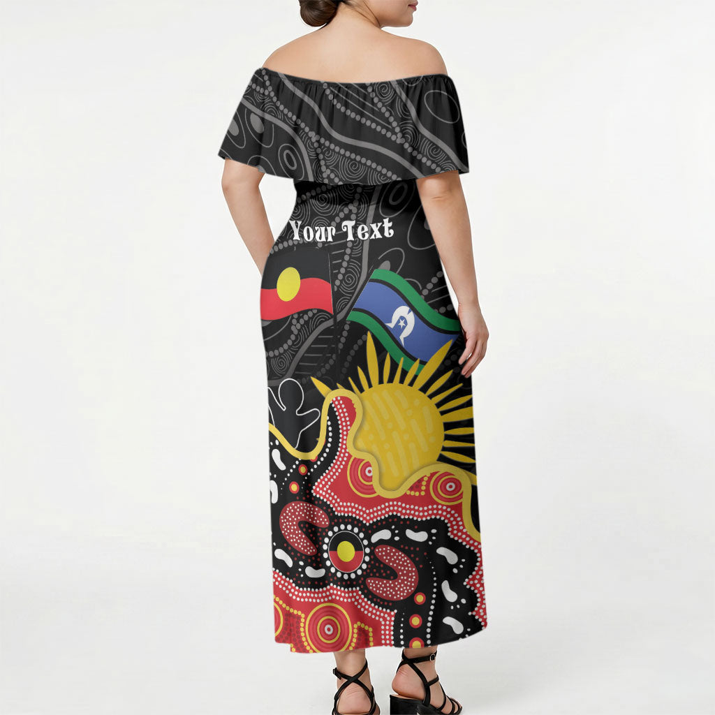 Personalised Australia Aboriginal Children's Day Off Shoulder Maxi Dress Living Our Truth Indigenous Pattern