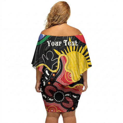 Personalised Australia Aboriginal Children's Day Off Shoulder Short Dress Living Our Truth Indigenous Pattern