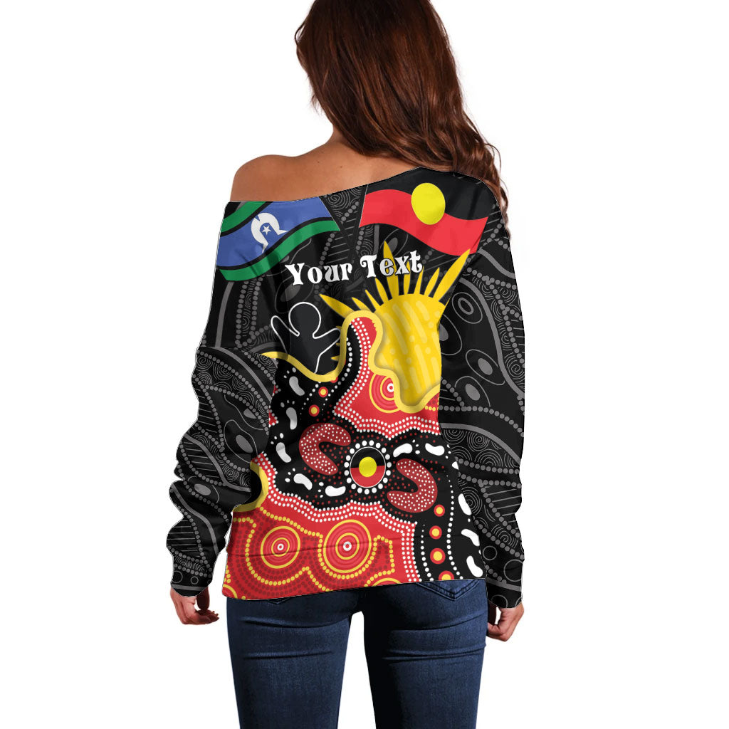 Personalised Australia Aboriginal Children's Day Off Shoulder Sweater Living Our Truth Indigenous Pattern