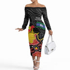 Personalised Australia Aboriginal Children's Day Off The Shoulder Long Sleeve Dress Living Our Truth Indigenous Pattern