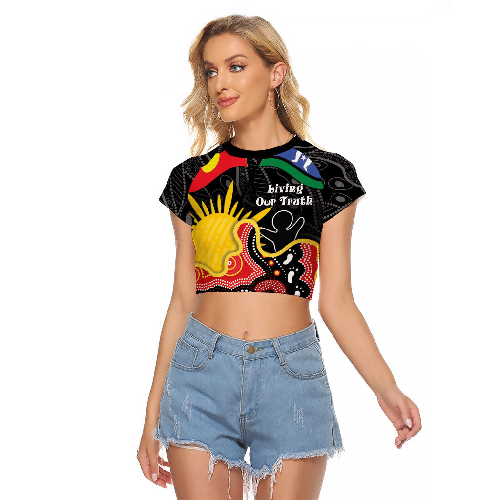 Personalised Australia Aboriginal Children's Day Raglan Cropped T Shirt Living Our Truth Indigenous Pattern