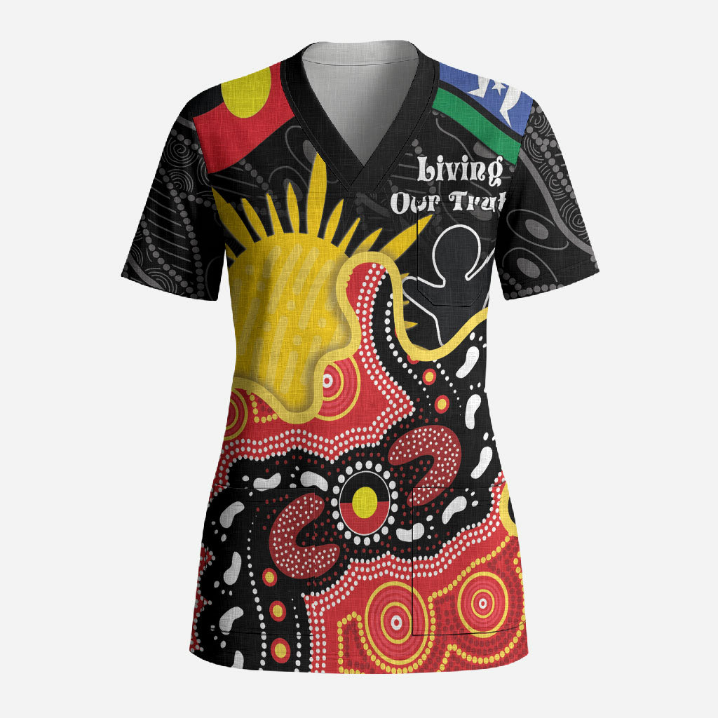 Personalised Australia Aboriginal Children's Day Scrub Top Living Our Truth Indigenous Pattern