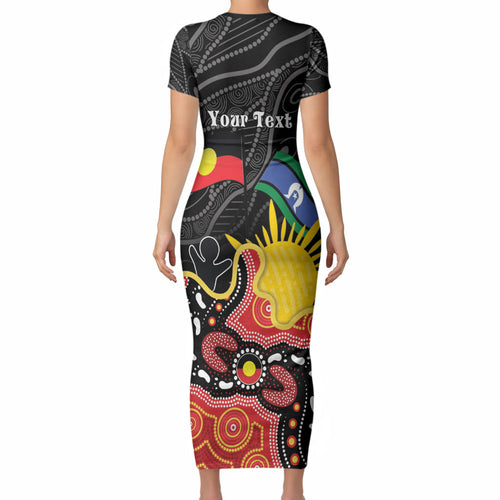 Personalised Australia Aboriginal Children's Day Short Sleeve Bodycon Dress Living Our Truth Indigenous Pattern