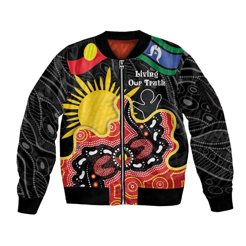Personalised Australia Aboriginal Children's Day Sleeve Zip Bomber Jacket Living Our Truth Indigenous Pattern