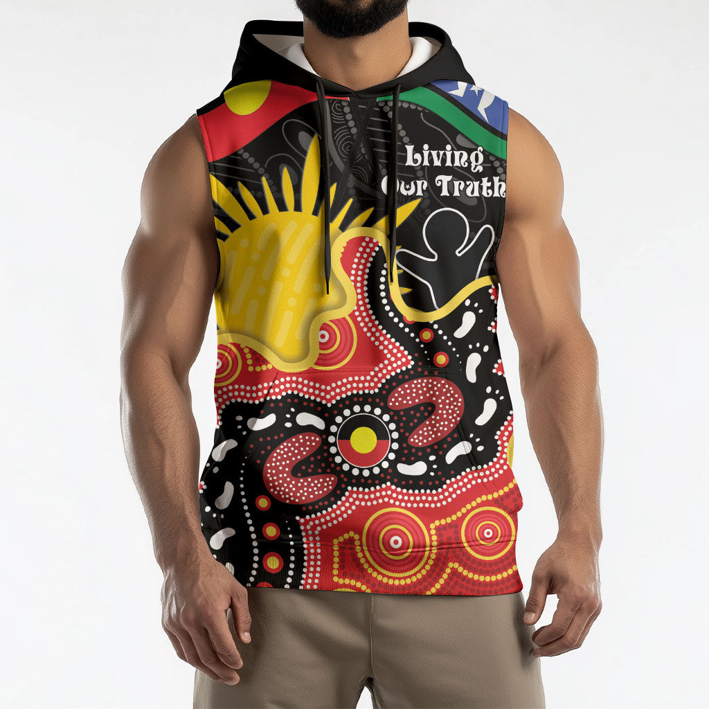 Personalised Australia Aboriginal Children's Day Sleeveless Hoodie Living Our Truth Indigenous Pattern