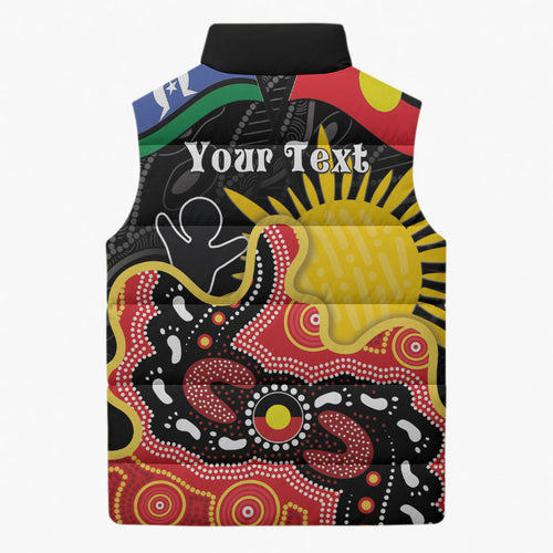 Personalised Australia Aboriginal Children's Day Sleeveless Puffer Jacket Living Our Truth Indigenous Pattern