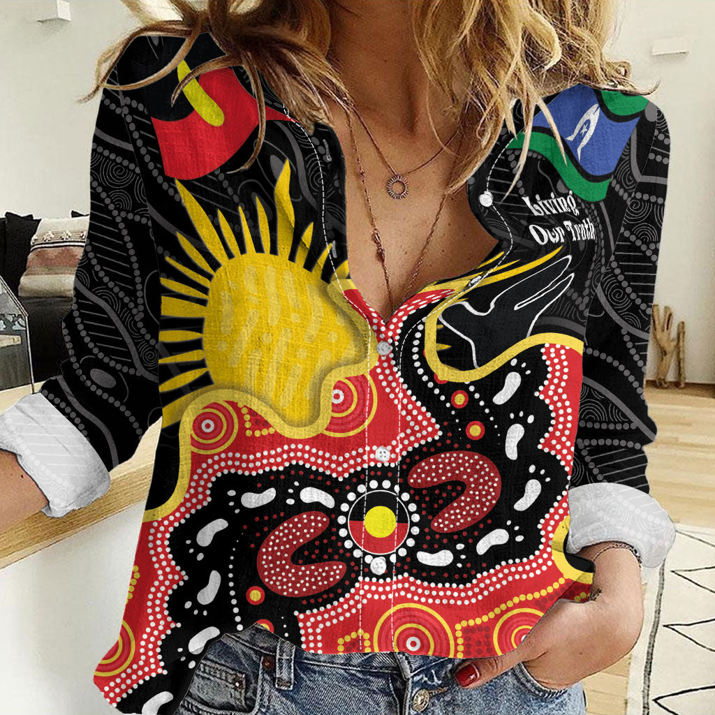 Personalised Australia Aboriginal Children's Day Women Casual Shirt Living Our Truth Indigenous Pattern