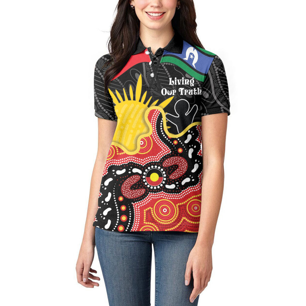 Personalised Australia Aboriginal Children's Day Women Polo Shirt Living Our Truth Indigenous Pattern