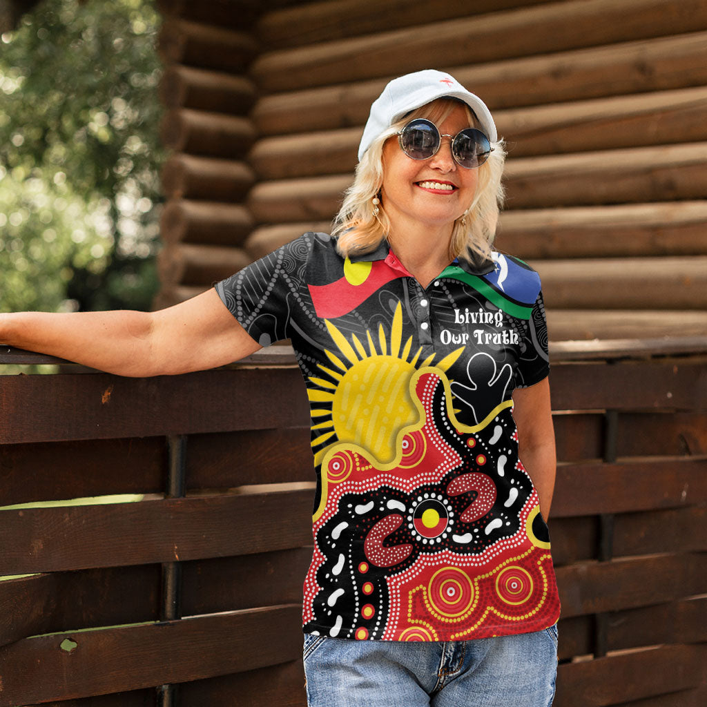 Personalised Australia Aboriginal Children's Day Women Polo Shirt Living Our Truth Indigenous Pattern