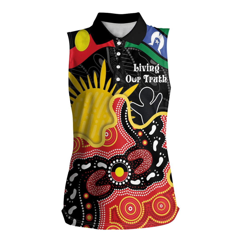 Personalised Australia Aboriginal Children's Day Women Sleeveless Polo Shirt Living Our Truth Indigenous Pattern