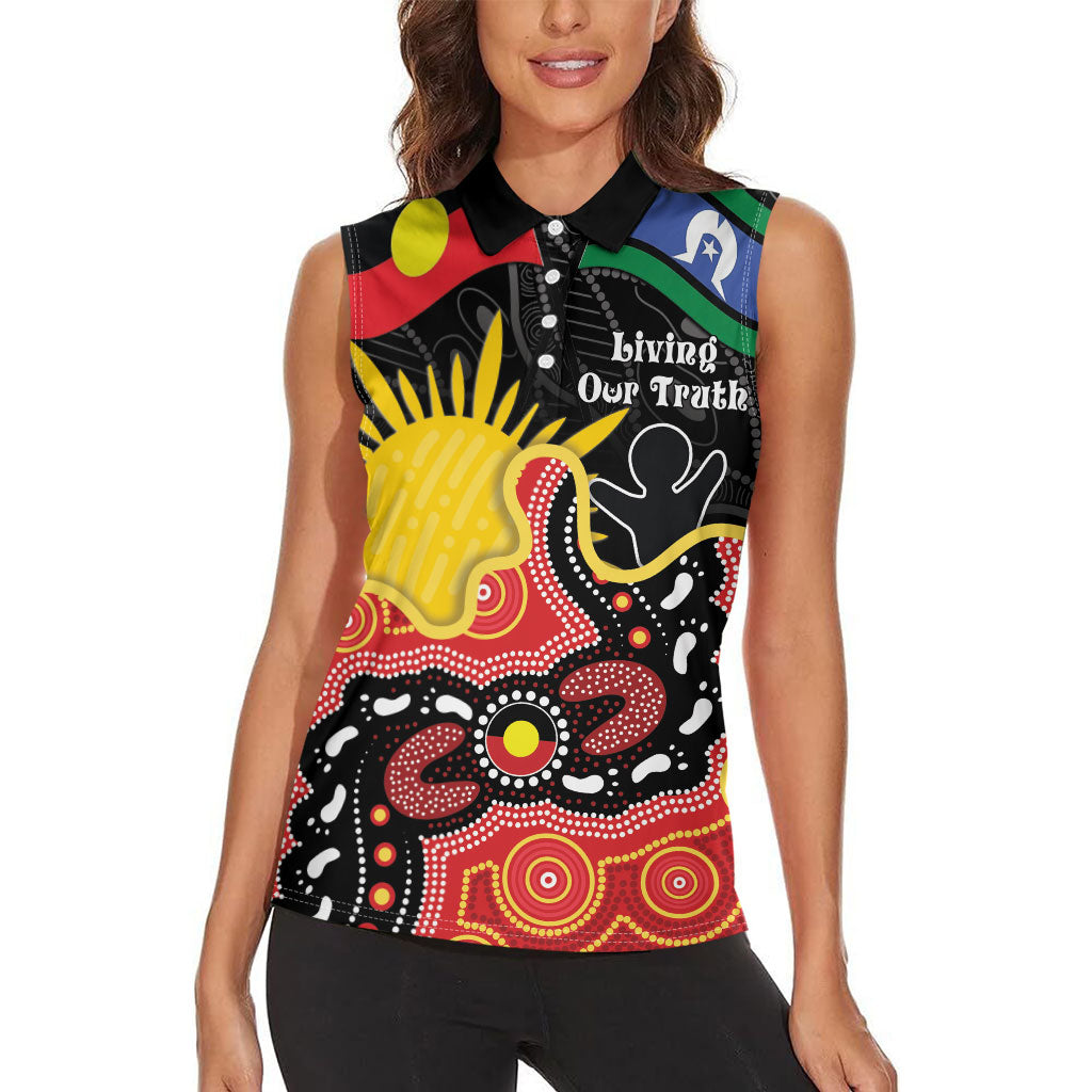Personalised Australia Aboriginal Children's Day Women Sleeveless Polo Shirt Living Our Truth Indigenous Pattern