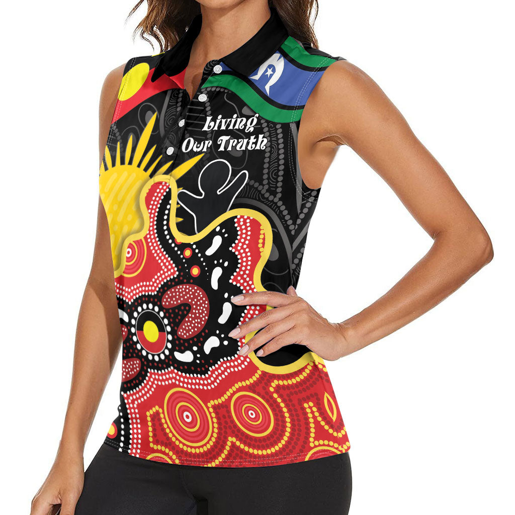 Personalised Australia Aboriginal Children's Day Women Sleeveless Polo Shirt Living Our Truth Indigenous Pattern