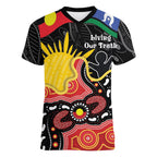 Personalised Australia Aboriginal Children's Day Women V-Neck T-Shirt Living Our Truth Indigenous Pattern