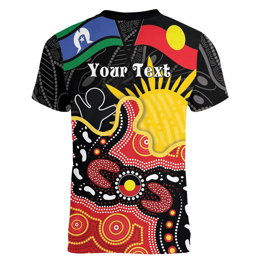 Personalised Australia Aboriginal Children's Day Women V-Neck T-Shirt Living Our Truth Indigenous Pattern