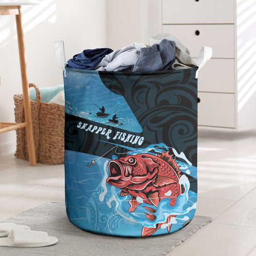 Snapper Fishing New Zealand Laundry Basket Tamure Fish Hook Maori Pattern