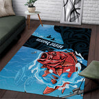 Snapper Fishing New Zealand Area Rug Tamure Fish Hook Maori Pattern