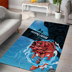 Snapper Fishing New Zealand Area Rug Tamure Fish Hook Maori Pattern