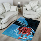 Snapper Fishing New Zealand Area Rug Tamure Fish Hook Maori Pattern
