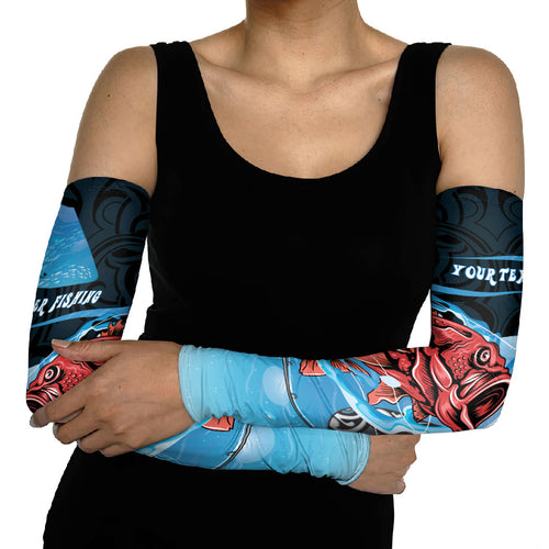 Personalised Snapper Fishing New Zealand Arm Sleeves Tamure Fish Hook Maori Pattern