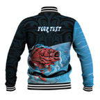 Personalised Snapper Fishing New Zealand Baseball Jacket Tamure Fish Hook Maori Pattern