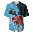 Personalised Snapper Fishing New Zealand Baseball Jersey Tamure Fish Hook Maori Pattern