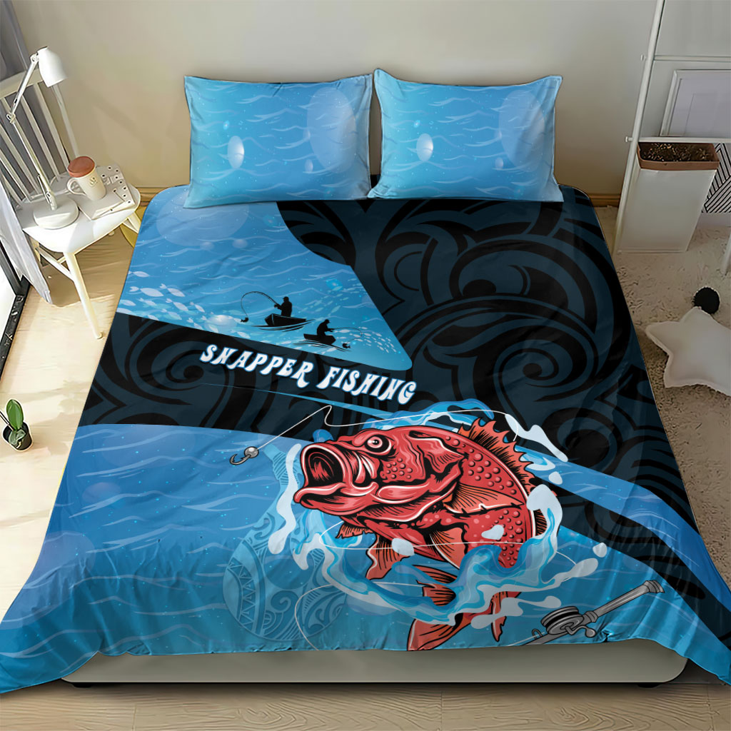 Snapper Fishing New Zealand Bedding Set Tamure Fish Hook Maori Pattern