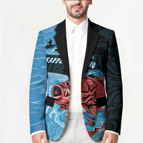 Personalised Snapper Fishing New Zealand Blazer Tamure Fish Hook Maori Pattern
