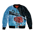Personalised Snapper Fishing New Zealand Bomber Jacket Tamure Fish Hook Maori Pattern