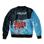 Personalised Snapper Fishing New Zealand Bomber Jacket Tamure Fish Hook Maori Pattern