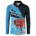 Personalised Snapper Fishing New Zealand Button Sweatshirt Tamure Fish Hook Maori Pattern