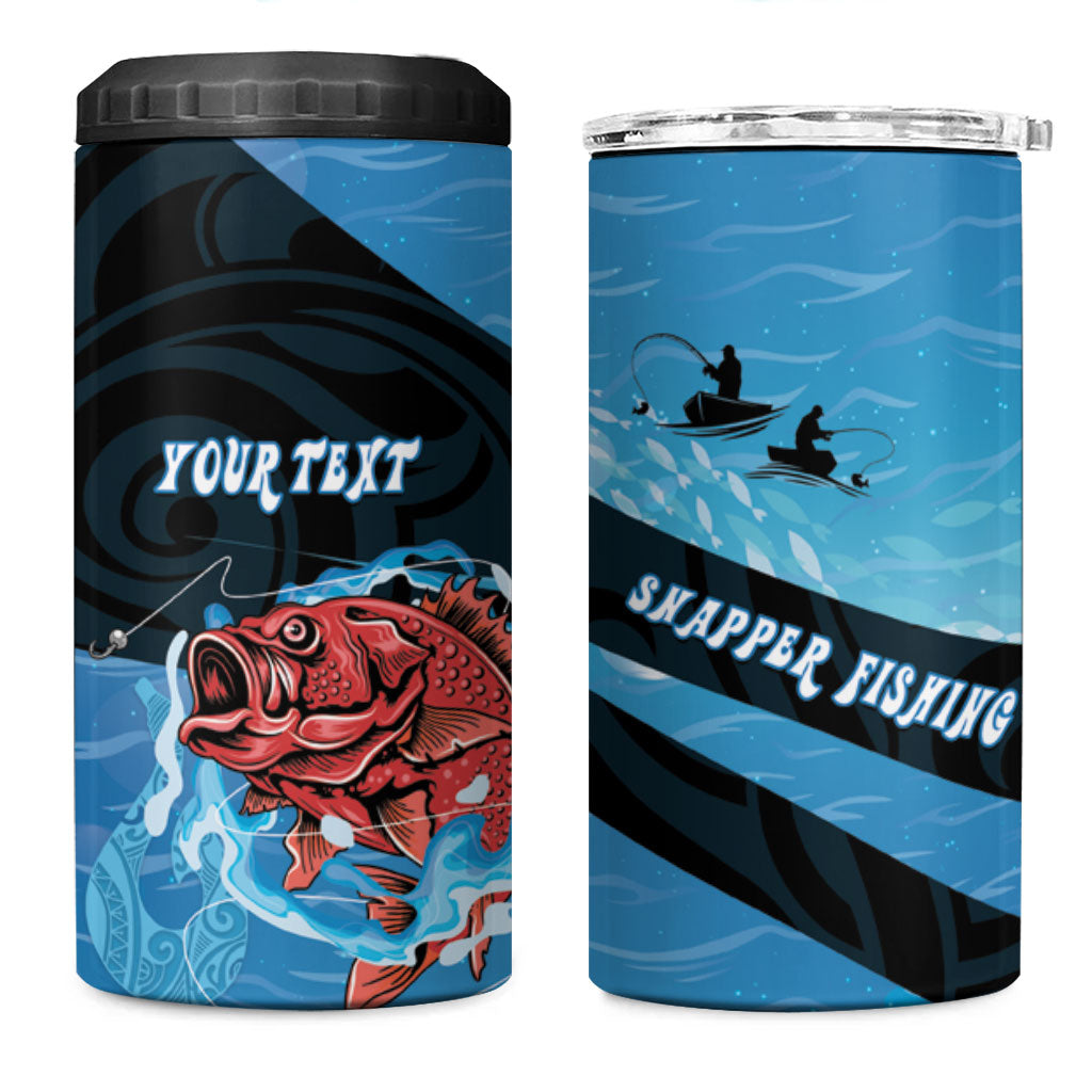 Personalised Snapper Fishing New Zealand 4 in 1 Can Cooler Tumbler Tamure Fish Hook Maori Pattern