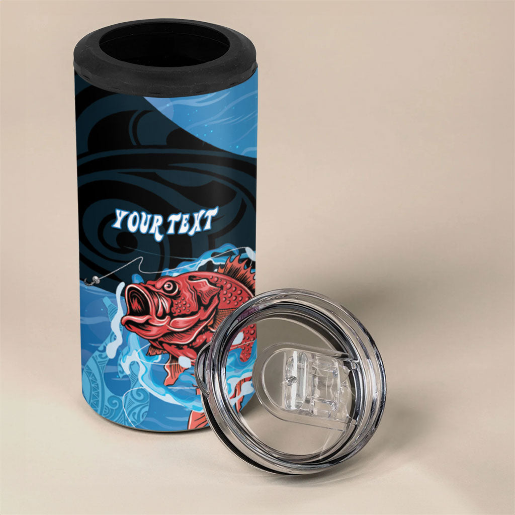 Personalised Snapper Fishing New Zealand 4 in 1 Can Cooler Tumbler Tamure Fish Hook Maori Pattern
